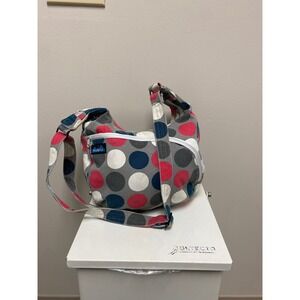 KAVU Polka Dot Sling Bag Shoulder Bag‎ Gray Pink Blue White Funky Boho